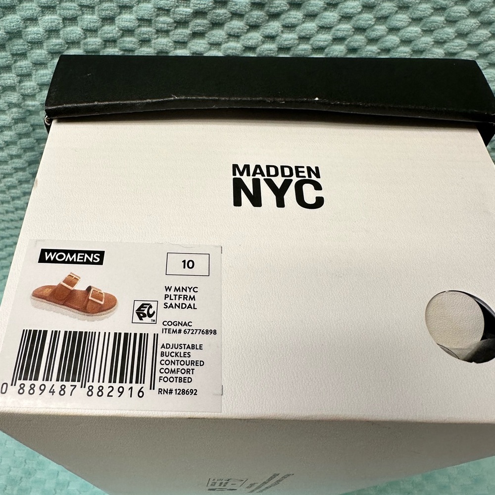 Madden NYC Women's Cognac Double-Buckle Slide Sandals NIB - Picture 4 of 4